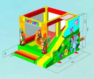 Коммерческий надувной батут «Чудо-сафари мини», 4*3,5*2,8 м