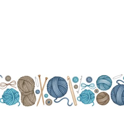 Вязание (акварельный бордюр)