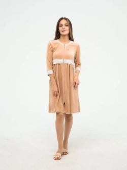 Халат велюровый на молнии для беременных