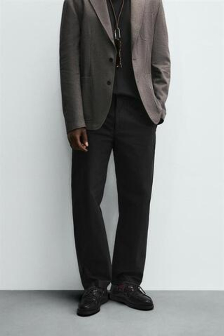 ZARA БРЮКИ ЧИНОС STRAIGHT FIT, ЧЕРНЫЙ