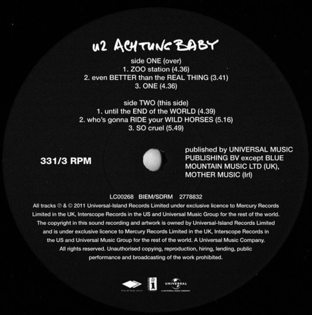 U2 / Achtung Baby (20th Anniversary Edition)(Limited Edition)(2LP+2x12" Vinyl Single)