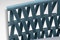 "Диего" диван 2-местный плетеный из роупа, каркас алюминий светло-серый (RAL7035) муар, роуп бирюзовый круглый, ткань светло-серая