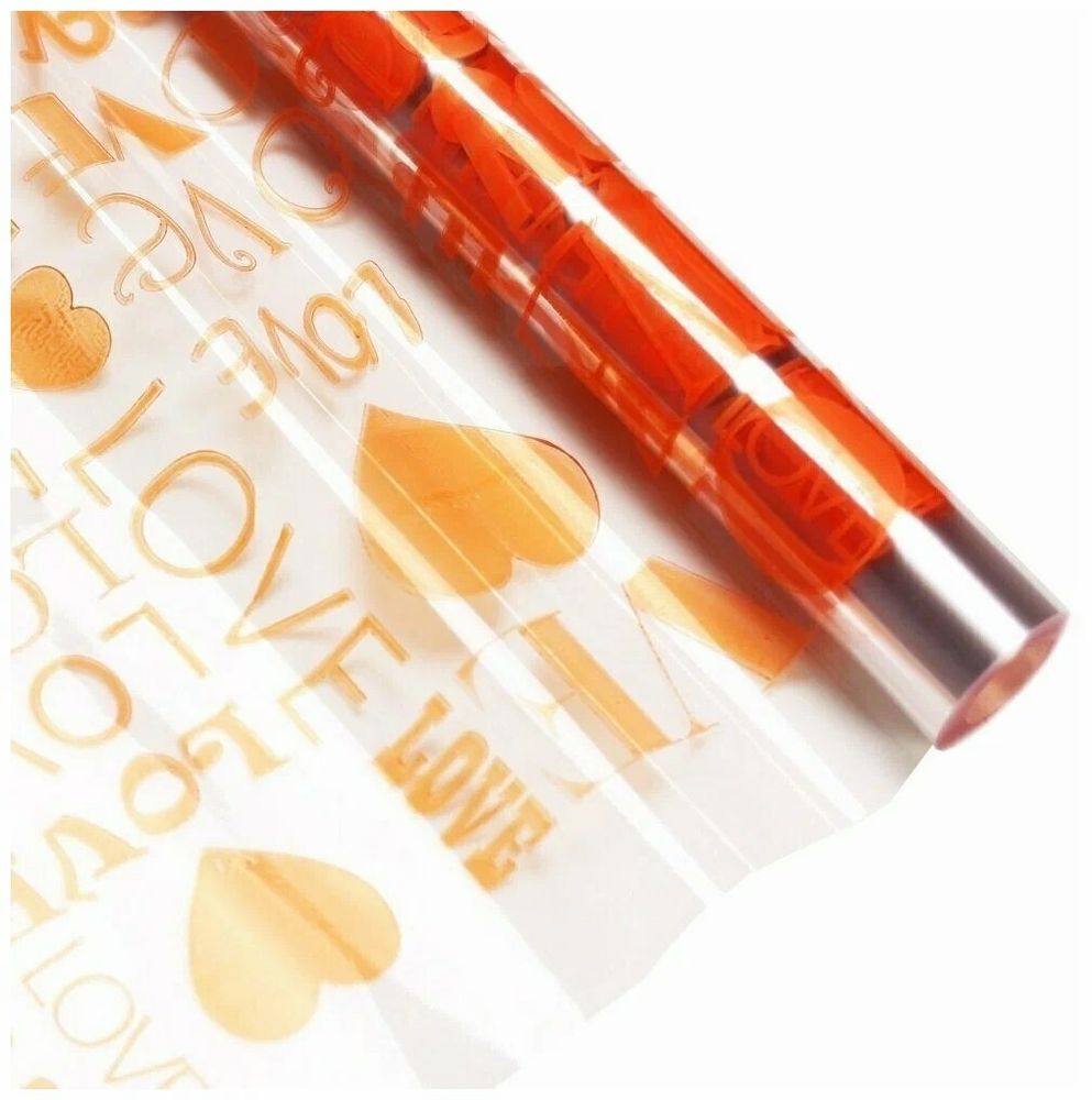 Пленка прозрачная "LOVE" (10м) ОРАНЖЕВАЯ