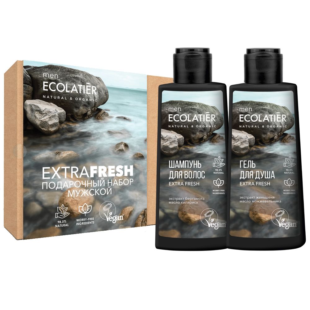 Ecolatier подарочный набор мужской Extra Fresh ( гель для душа 150 мл + шампунь для волос 150 мл)