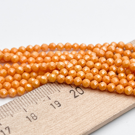 Фианит "матовый" (кубический цирконий), цвет оранжевый, размер около 3 мм, цена за нить 38 см