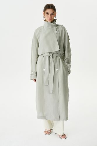 Мятный льняной тренч DVZ