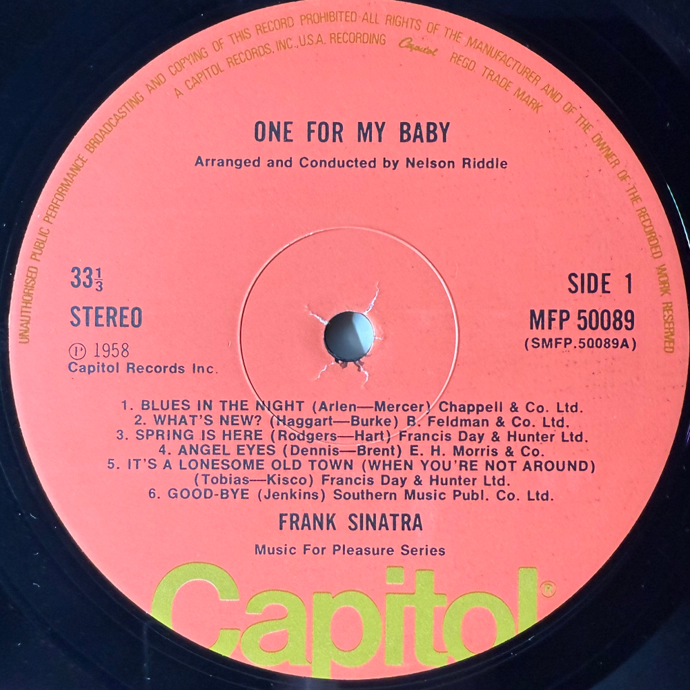 Frank Sinatra - One For My Baby (Англия 1973г.)