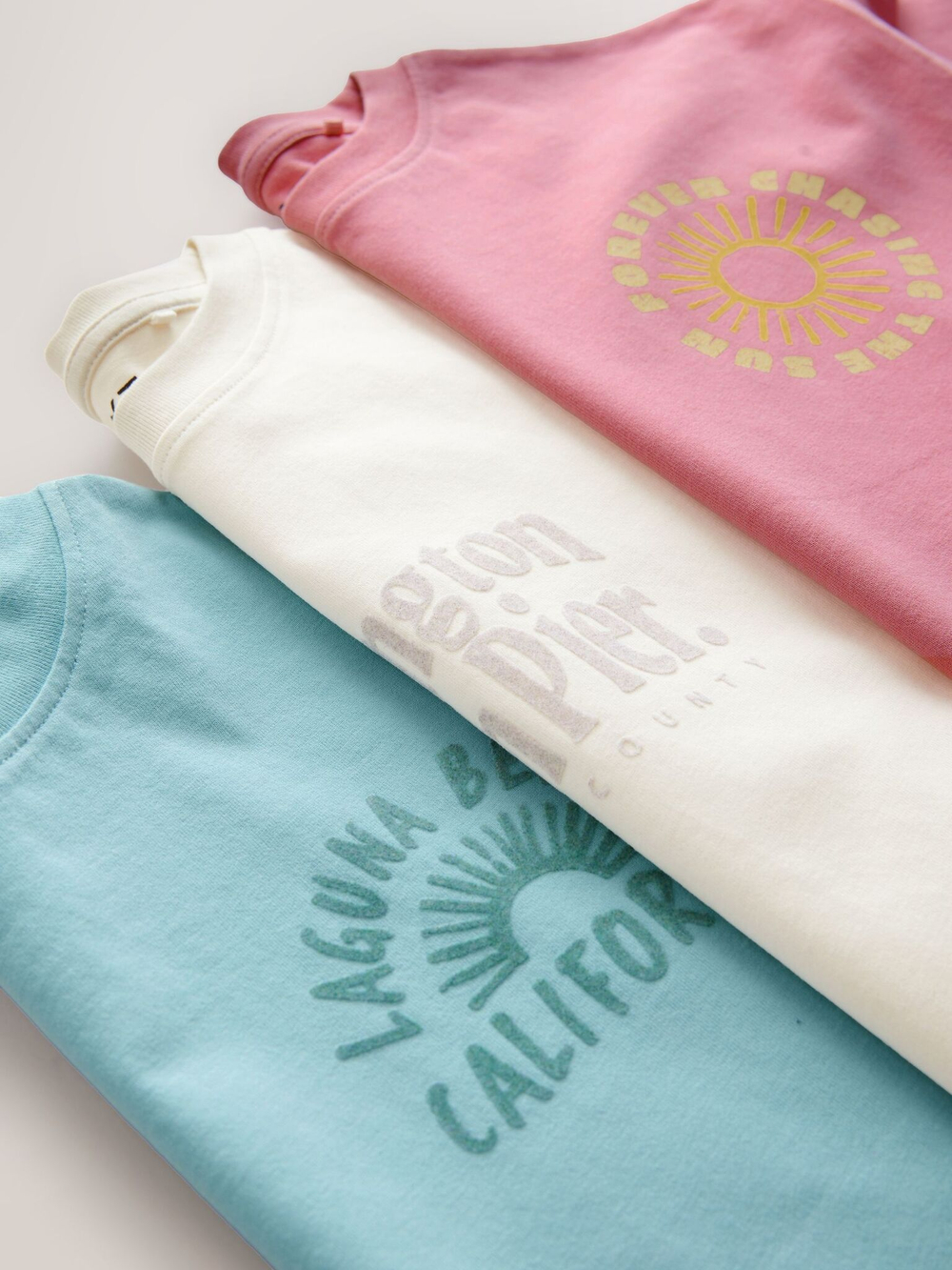 Футболка для девочки Next AG5-836, 3 шт., Розовый, Голубой, Белый