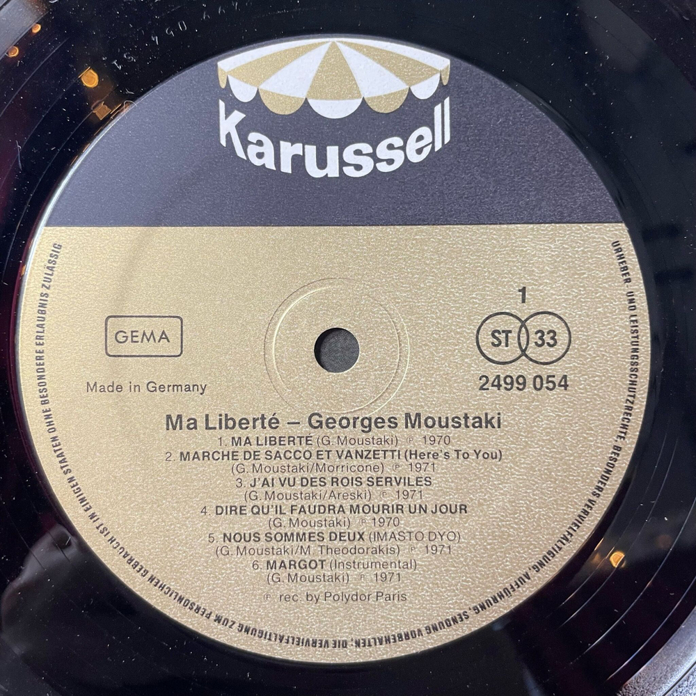 Винтажная виниловая пластинка LP Georges Moustaki Ma Liberte (Germany 1970)