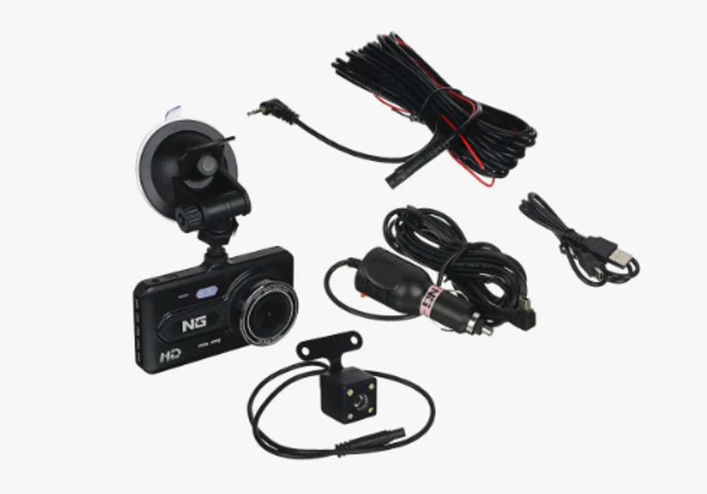 Видеорегистратор Full HD, 2 камеры, 4", Micro SD, 12/24В NEW GALAXY 717009