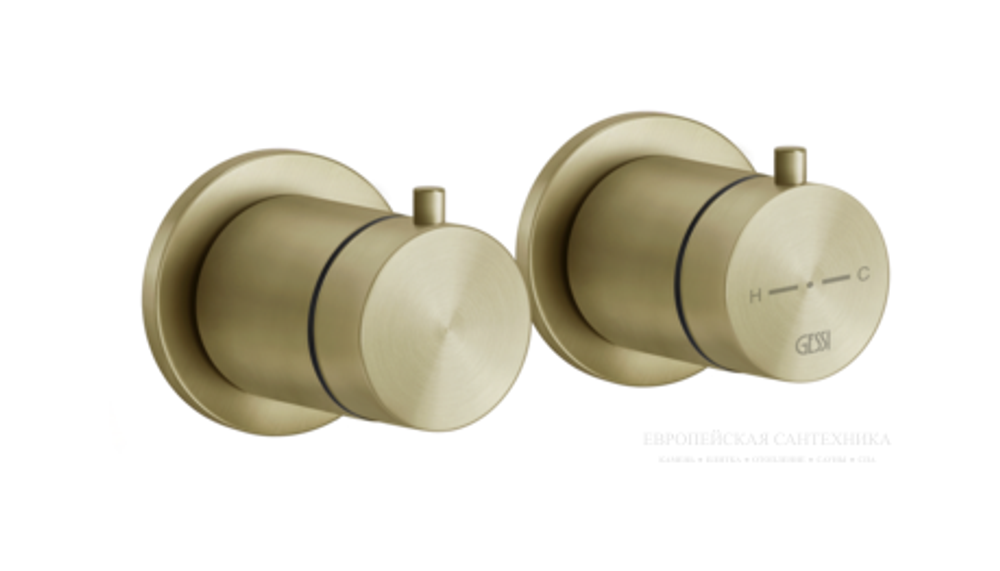 Термостат Gessi 316, встраиваемый, на 3 потребителя, цвет Brass Brushed PVD