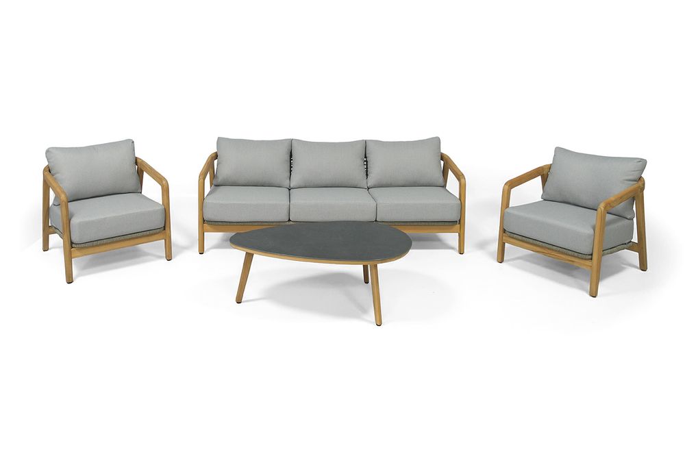 "Лейпциг" лаунж-зона из тика на 5 персон, цвет серый