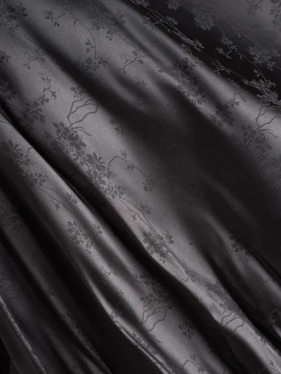 Ткань шелк Армани Жаккард, арт. 1870/2, дизайн "цветы на ветке", черный