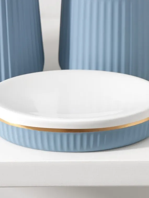 Набор аксессуаров для ванной комнаты SAVANNA Grace, 3 предмета (дозатор для мыла 290 мл, стакан, мыльница), цвет голубой,белый