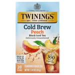 Twinings, холодный чай, черный чай, без подсластителей, персик, 20 порционных чайных пакетиков, 40 г (1,41 унции)