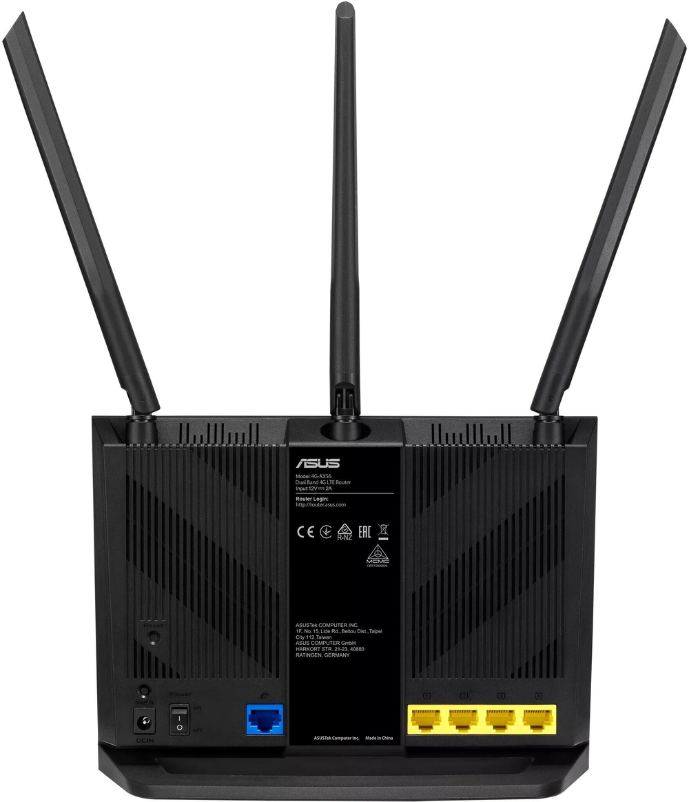 Роутер Asus 4G-AX56 802.11ax 1800Mbps 4xGbLAN LTE Cat.6 (90IG06G0-MO3110)