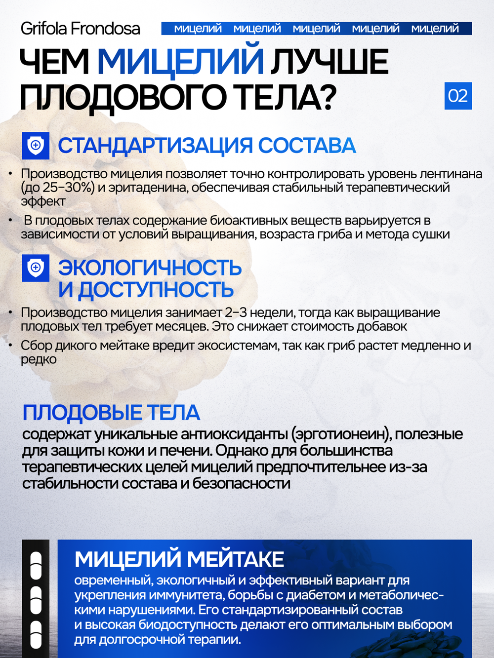 Мейтаке (майтаке) Грифола курчавая. 120 капсул