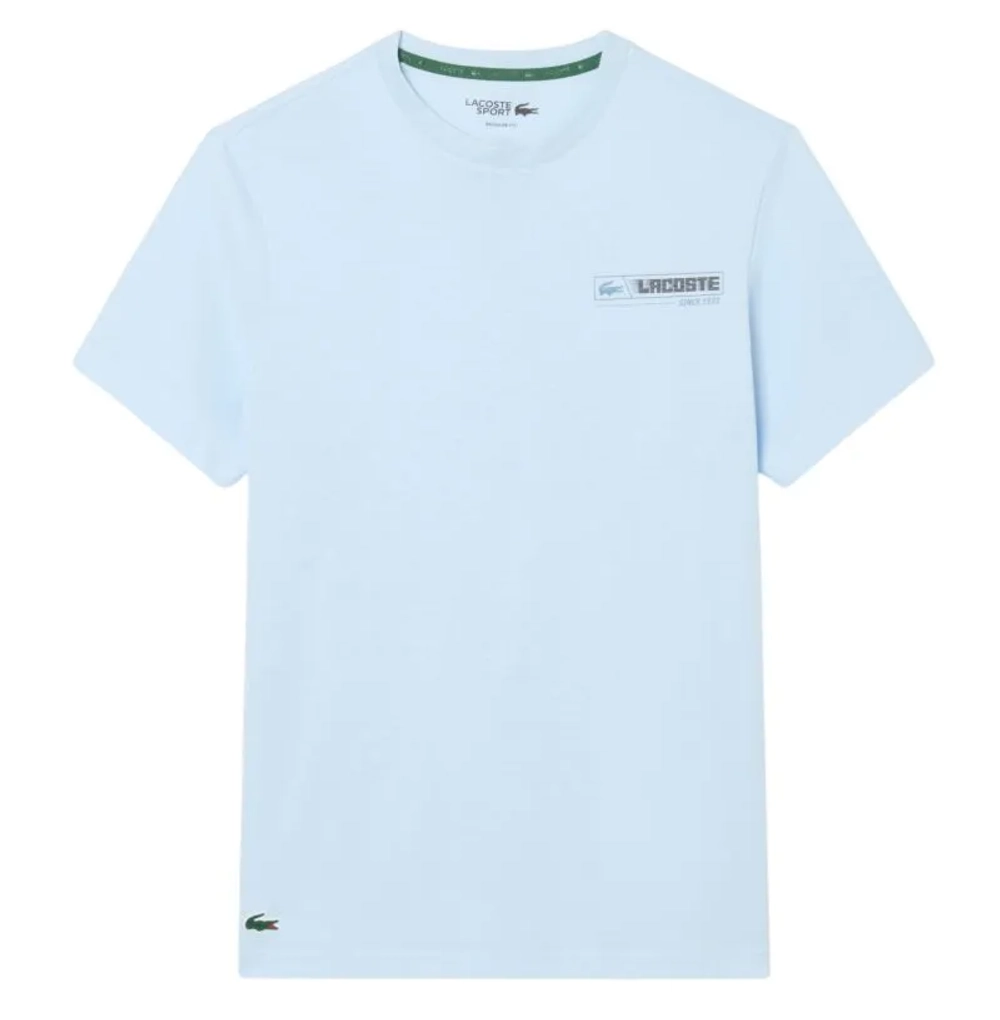 Мужская теннисная футболка Lacoste Ultra Dry Printed Sport - light blue/blue