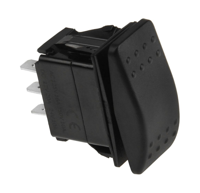 Переключатель трехпозиционный (ON)-OFF-ON 12 В/20А 3Р без фиксации 1 положения