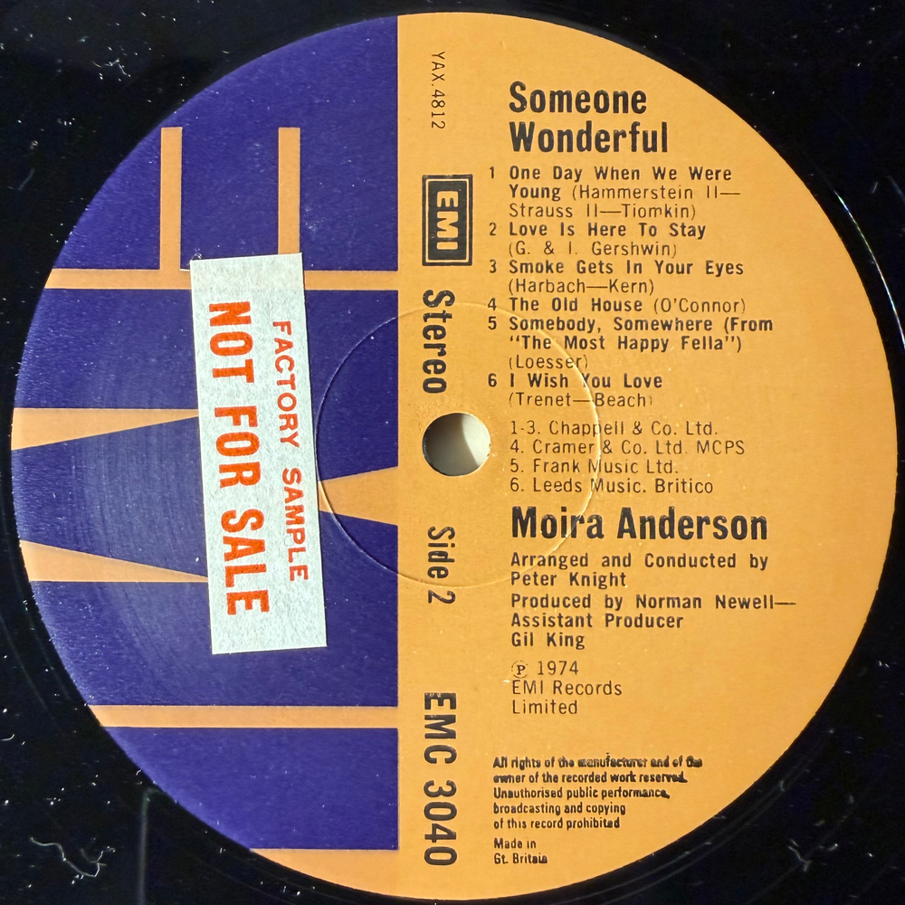 Moira Anderson ‎– Someone Wonderful (Англия 1974г.) Promo