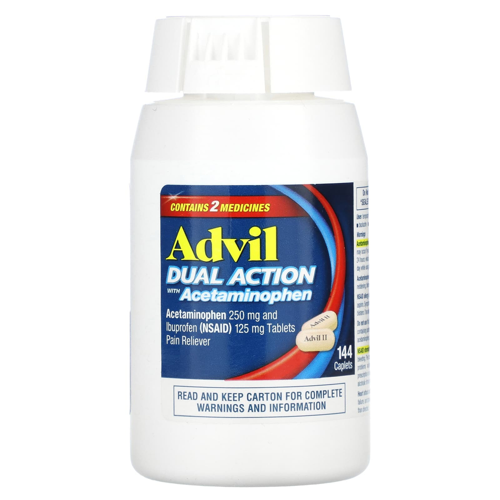 Advil, двойное действие с ацетаминофеном, 144 капсулы