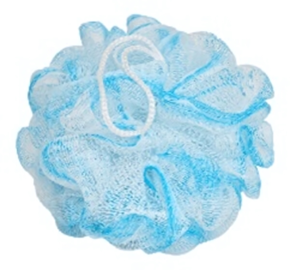 Мочалка для тела полипропиленовая шар, цвет белый/голубой, 50 гр