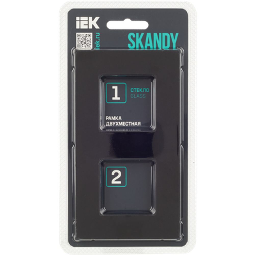 SKANDY Рамка 2-местная SK-F22Bl стекло черный IEK