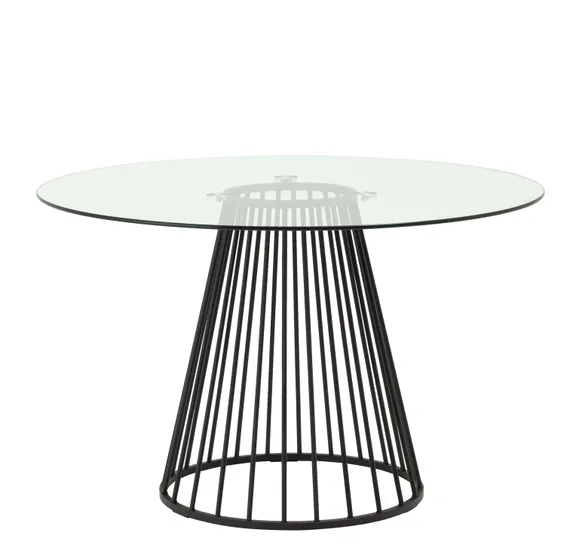 Стол Nels Ø120 см, закаленное стекло, черная ножка