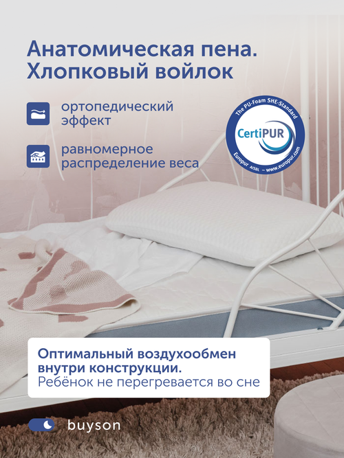 Детский матрас БайСанни, 13 см, жесткость выше средней, независимые пружины