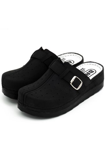 701 | "Aleksandra" | Черные женские медицинские сабо с закрытым носом