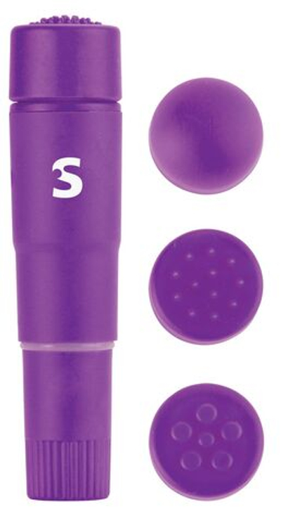 Фиолетовый мини-вибратор с насадками Fourplay (Цвет: фиолетовый)