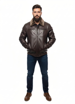 KHIMEONE Мужская кожаная куртка на меху (натуральная кожа/натуральный мех)