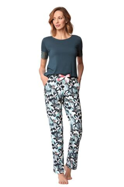 Пижама Zoya с принтом на брючках (Размер: L) (Цвет: темно-бирюзовый)