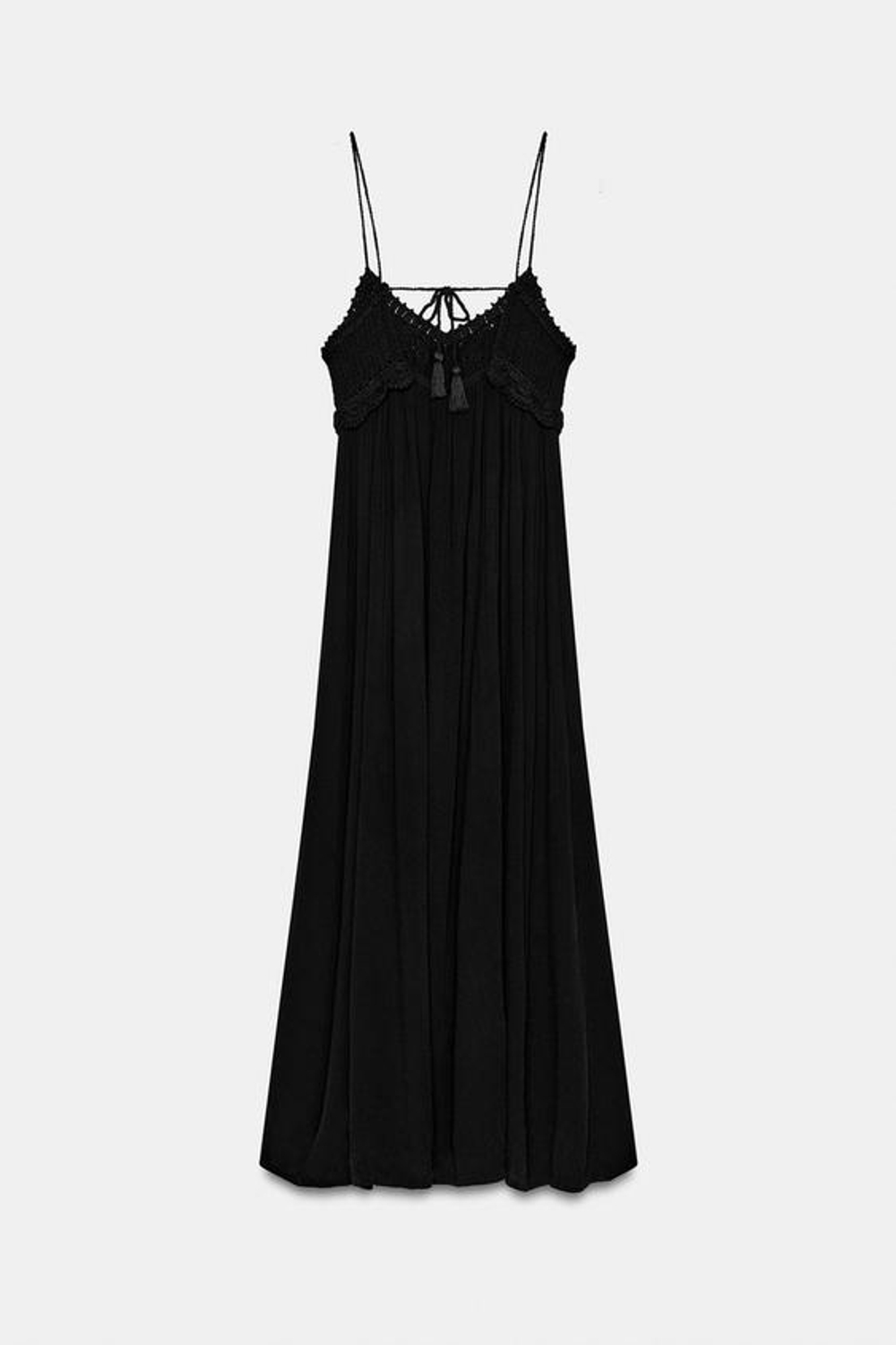 ZARA ДЛИННОЕ КОМБИНИРОВАННОЕ ПЛАТЬЕ, ЧЕРНЫЙ
