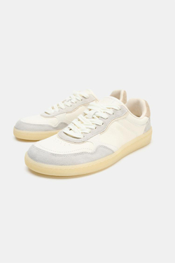 ZARA КОМБИНИРОВАННЫЕ КОЖАНЫЕ КРОССОВКИ BAREFOOT, ЭКРЮ