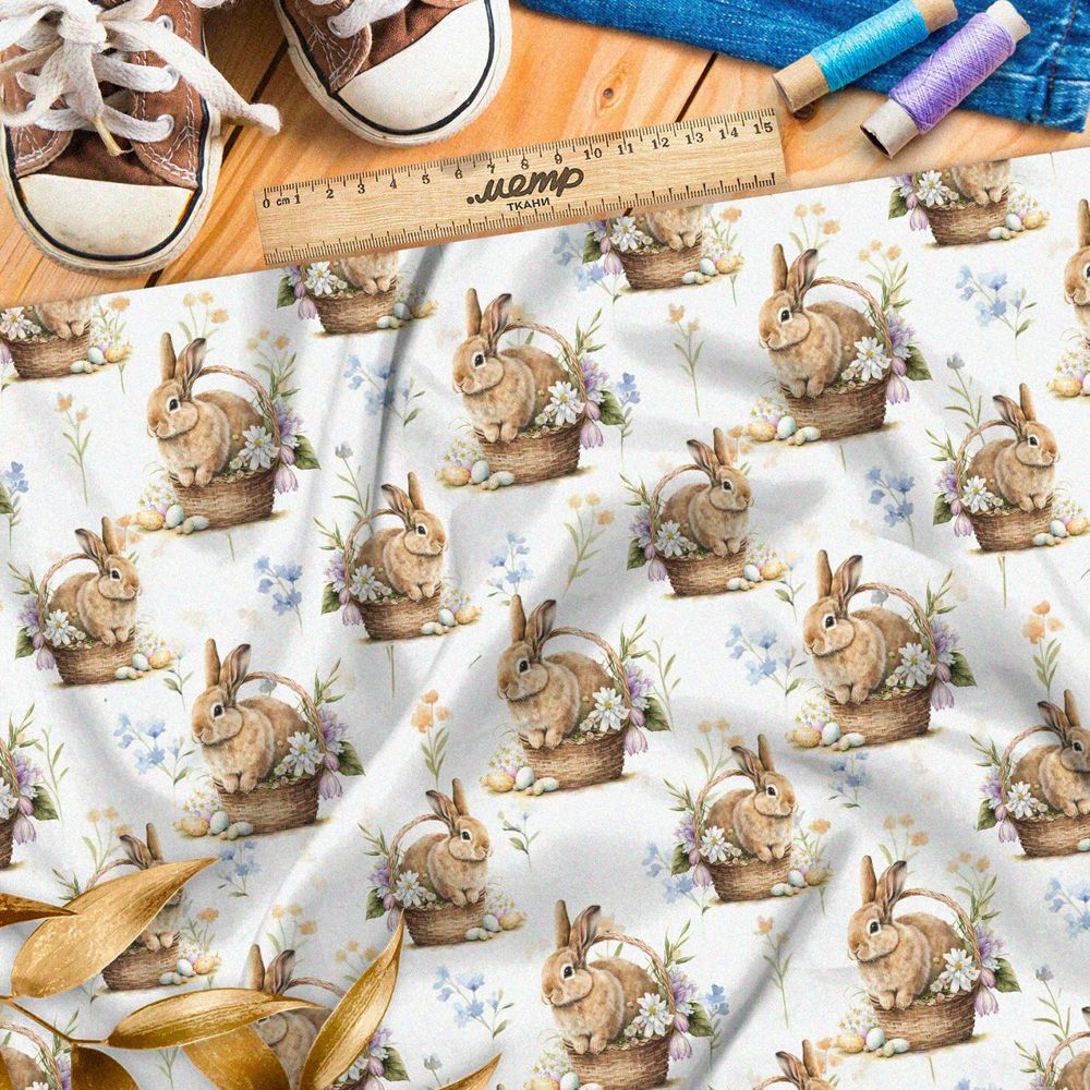 Ткань Барби пасхальные зайцы