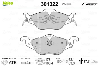 VALEO - 301322-VAL - Brake Pad Set, disc brake