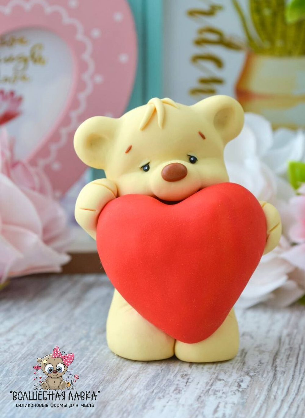 Силиконовая форма Мишка с сердцем