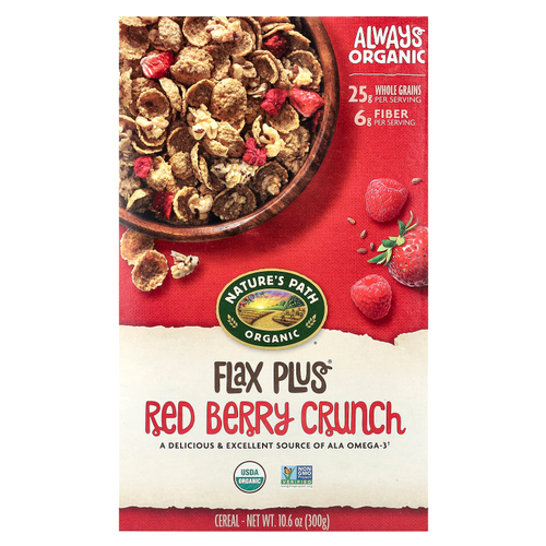 Nature's Path, Organic Flax Plus®, хлопья с красными ягодами, 300 г (10,6 унции)