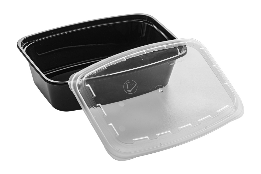 Контейнер 1000 мл, черный с крышкой 50шт уп/150шт коробка