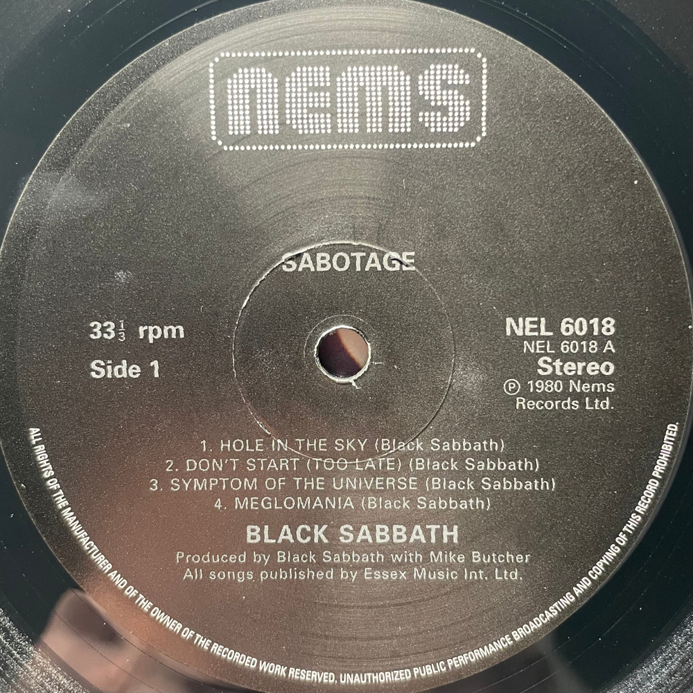 Black Sabbath ‎– Sabotage (Европа)