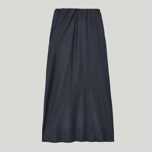 Silk Long Skirt Dark-Grey