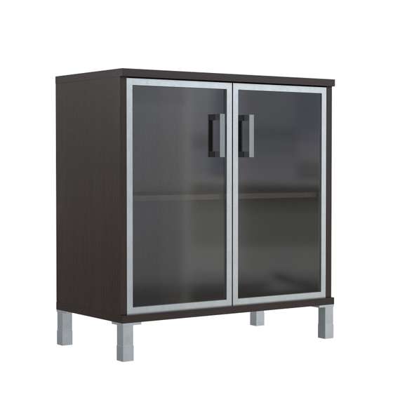 Шкаф низкий со стеклянными дверьми в AL-рамке B 410.4  900х450х920 BORN