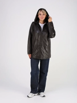 Кожаная куртка демисезонная с капюшоном