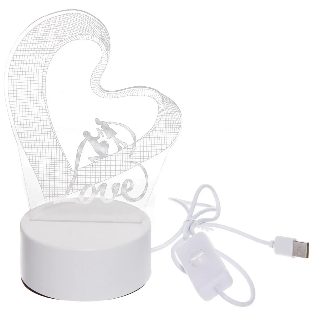 Светильник ночник «3D-Чувства» на пластиковой подставке, с включателем USB