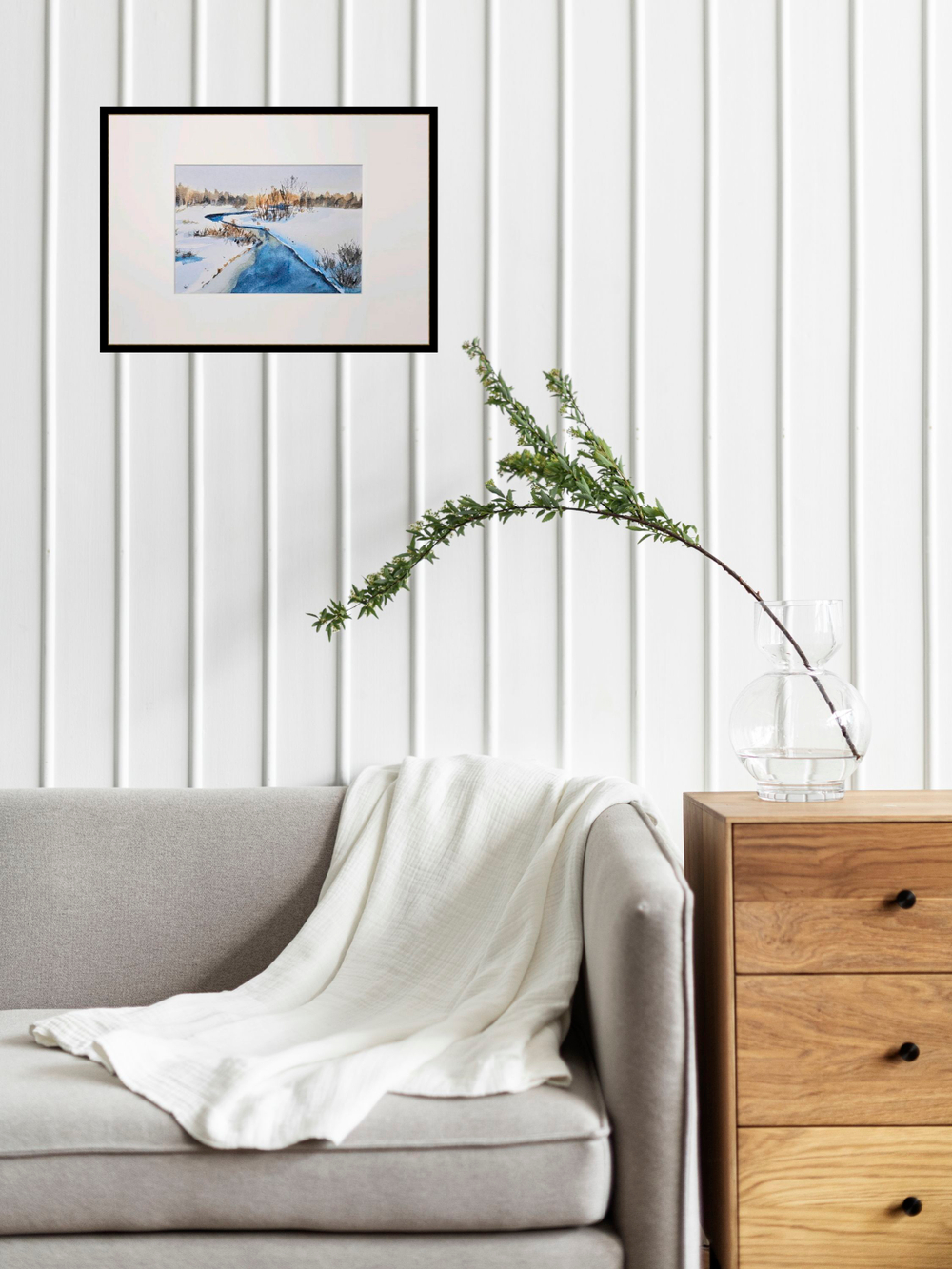 Картина авторская акварельная в паспарту 21х30 см на стену для интерьера "Орша в апреле"