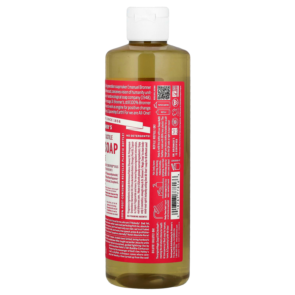 Dr. Bronner's, Чистое кастильское волшебное мыло 18 в 1, розовое, 473 мл (16 жидк. Унций)