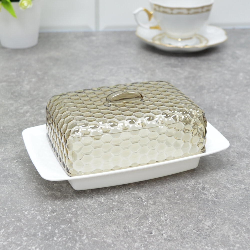 Масленка "Мозаика" (белая с тонированной крышкой)