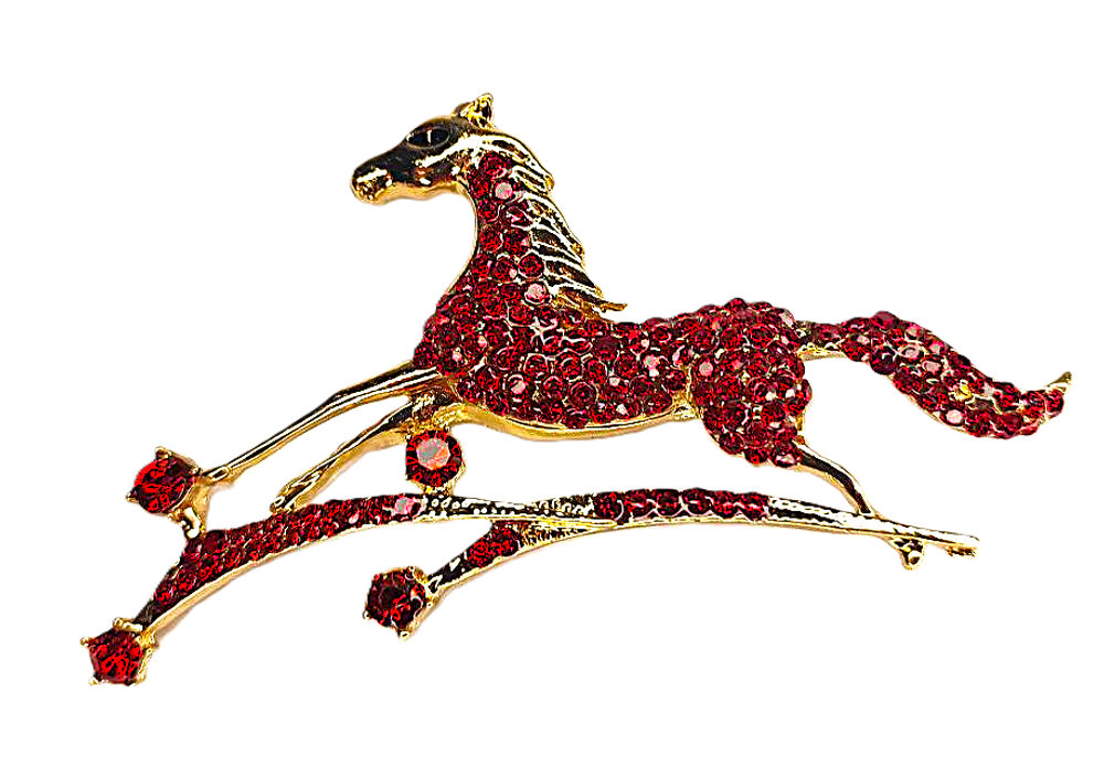 Брошка "Красная огненная лошадь". Женская брошь,украшение.Подарок на новый год. Символ года