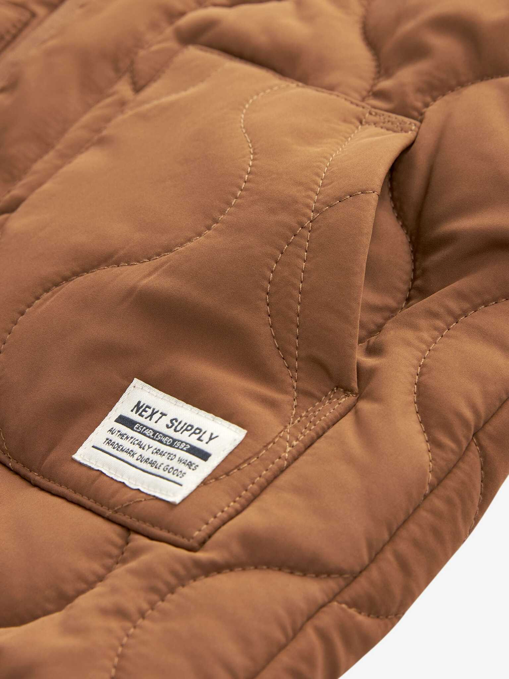 Куртка стеганая для мальчика Next Q56-470, Коричневый, Серый
